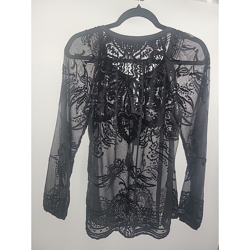 Daniel Rainn Sheer Burnt-out Velvet Top Sz M Whimsigoth Witchy - Picture 6 of 8